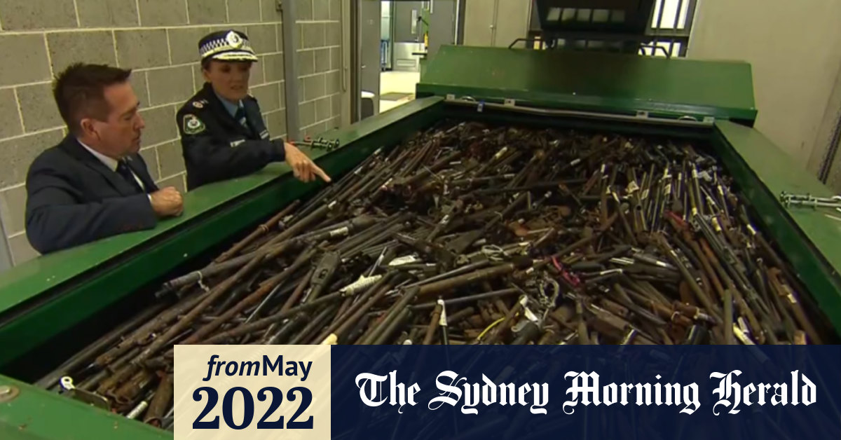 Video NSW Police destroy thousands of seized guns